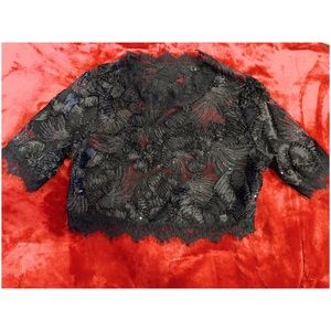 Black sequin see through crop top